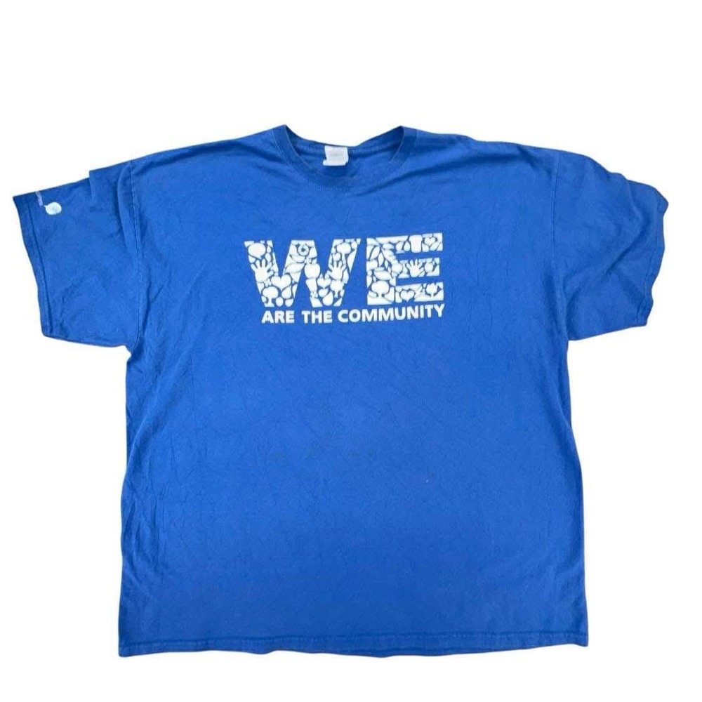 Gildan We Are The Community Graphic Print T-Shirt Blue Responsible Business 2XL